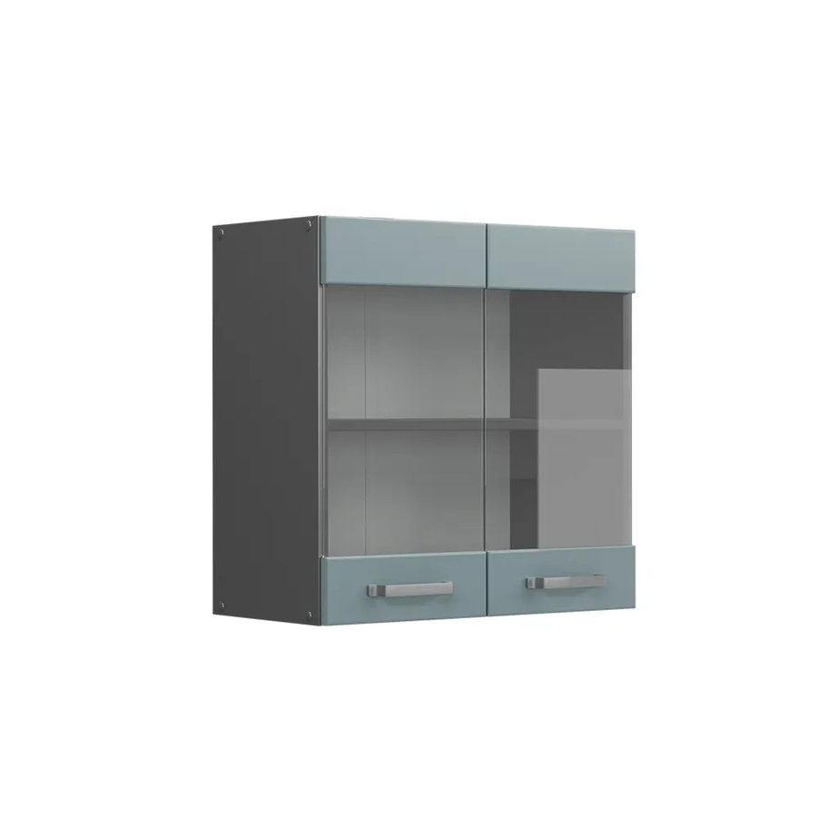 Vicco R-Line Glashängeschrank Küchenschrank mit 2 Glastüren in Blau-Grau/Anthrazit, Breite: 60 cm - Bild 3