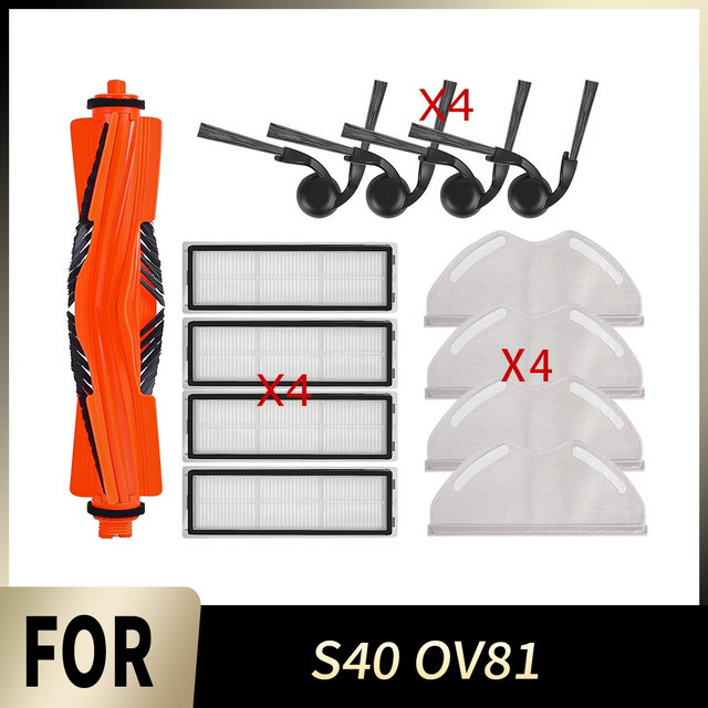 WINDNINJA Vakuumzubehör-Set für Xiaomi S40 OV81 Roboter-Reiniger mit Rollbürste, Seitenbürste, Wischtuch, HEPA-Filter und Staubbeutel - Bild 1