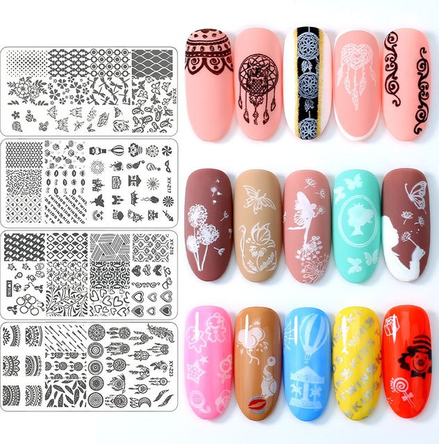 Arte Clavo Nagelstempel mit Blätter-, Blumen-, Geometrie- und Cartoon-Mustern - Bild 1