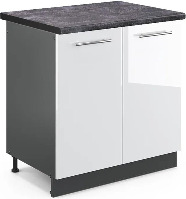 Vicco Spülenunterschrank Fame-Line in Weiß Hochglanz und Anthrazit mit Soft-Close-Türen, B/T/H: 80 x 60 x 82 cm - Bild 1