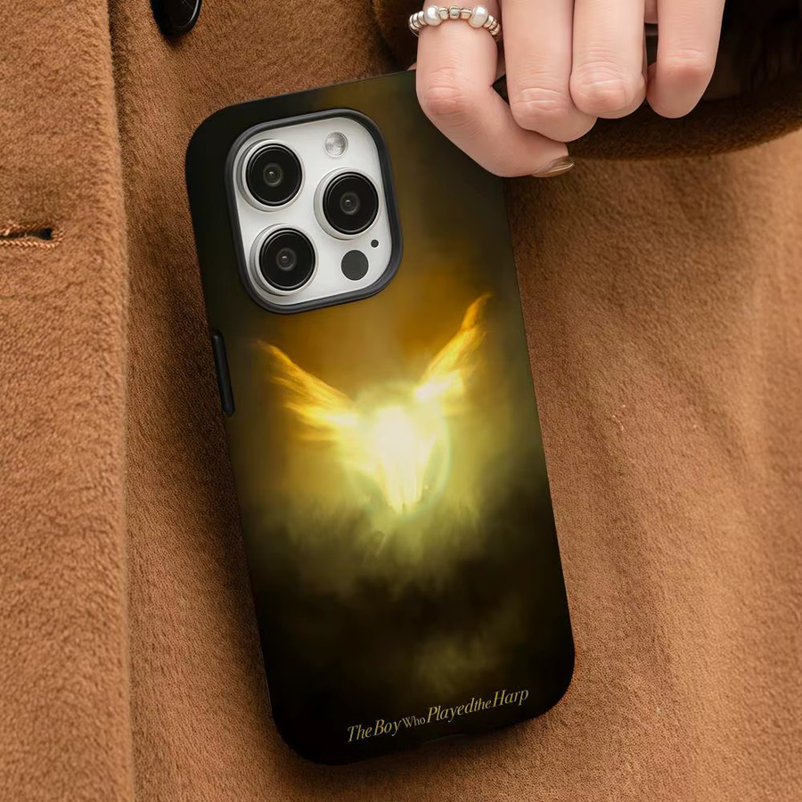 D-Dave Handyhülle D Der Junge der die Harfe spielt für iPhone 17 16 15 14 13 12 Pro Max Plus in Weiß und Multicolour glänzende HD Doppelschicht Flüssighartschale - Bild 3