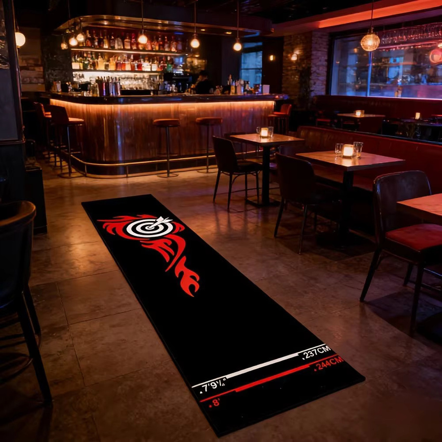 VIKAMA Dart-Trainingsmatte in Schwarz, verschleißfeste Bodenschutzmatte für das Spielzimmer oder die Bar - Bild 2