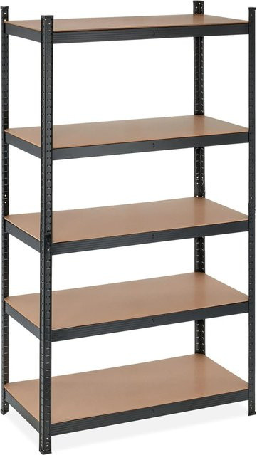 Relaxdays Schwerlastregal aus Stahl und MDF mit 5 verstellbaren Böden in Schwarz, Höhe: 180 cm, Breite: 100 cm, Tiefe: 50 cm - Bild 1