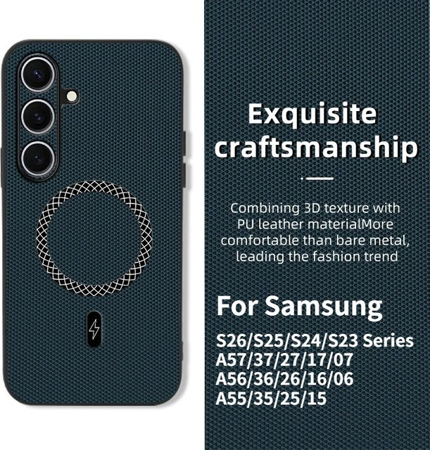Magnetische Leder-Schutzhülle mit 3D-Dreieckmuster für Samsung Galaxy S26 S25 S24 S23 Plus Ultra A57 A37 A27 A17 A07 A56 in Blau - Bild 1