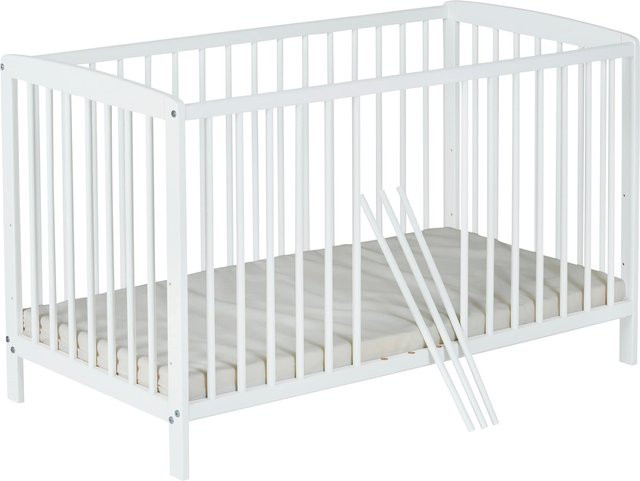 Schardt Babybett Felix aus Kiefermassivholz in Weiß, B/T/H: 60 x 120 x 77 cm - Bild 1