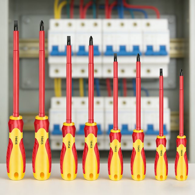 AXE SHAN Isolierter Schraubendreher mit Schlitz und Kreuzschlitz sowie magnetischem Mutternschlüssel in Rot für die professionelle Elektriker-Schaltkreis-Wartung - Bild 1