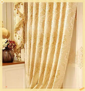 ZJBYZHOUSEHOLD Luxus-Gaze-Vorhang mit goldenem Blumenmuster in Gelb, Hofstil Stoffvorhang für dein Wohnzimmer, Breite: 100 cm, Höhe: 210 cm - Bild 1