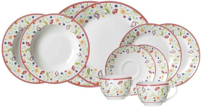 Ritzenhoff & Breker Kombiservice Shanti Doppio aus Porzellan, 10er Set, Multicolor und Weiß - Bild 1