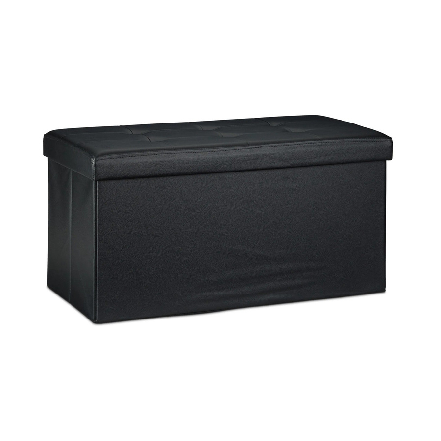 Relaxdays Sitzbank aus Kunstleder in Schwarz, faltbar mit Stauraum, B/T/H: 76 x 38 x 38 cm - Bild 2