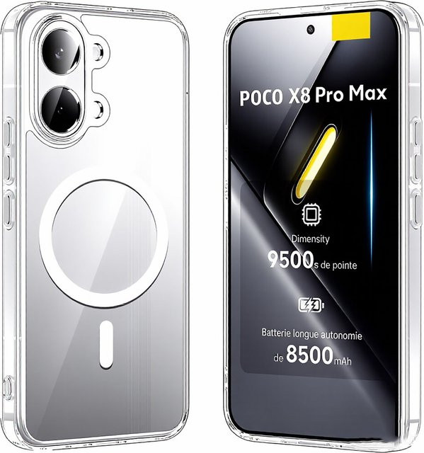 Stoßfeste und kabellose magnetische Ladehülle für Xiaomi Poco X8 Pro Max 5G mit transparenter Rückseite - Bild 1