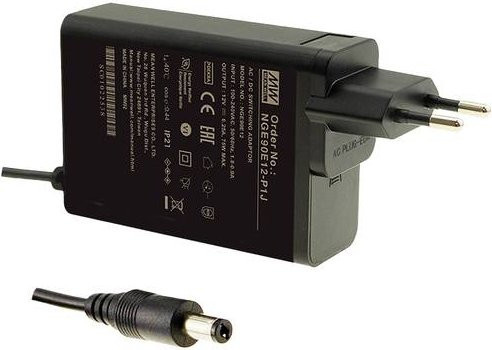 MEAN WELL NGE90E12-P1J Steckernetzteil, 12 V/DC, 75 W, Schwarz - Bild 1