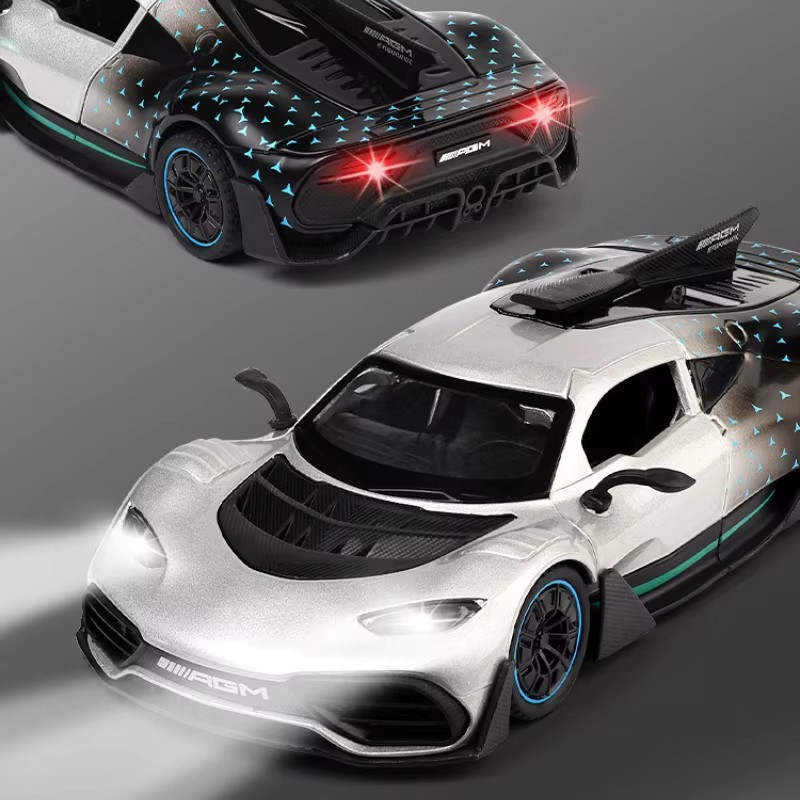 AMG ONE Supercar Automodell, 1:32, Metall, mit Licht und Sound, Grau - Bild 1