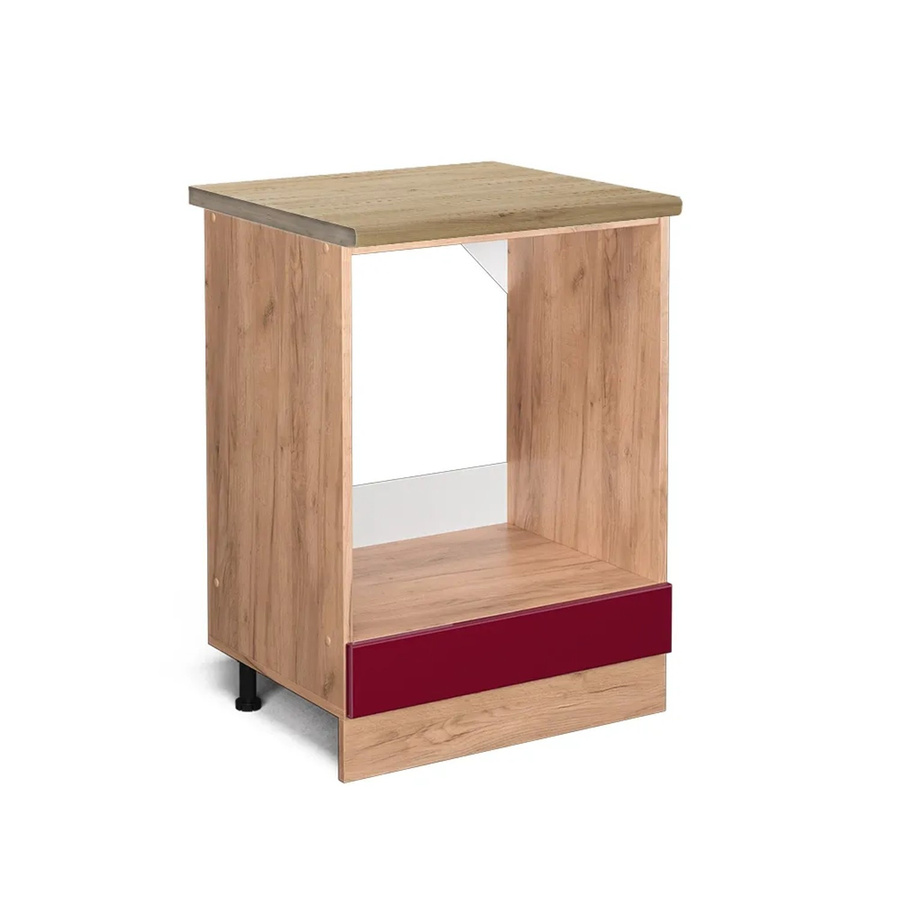 Vicco Herdumbauschrank R-Line Bordeaux Hochglanz in Goldkraft Eiche, Breite: 60 cm, Höhe: 81,6 cm, Tiefe: 60 cm - Bild 2