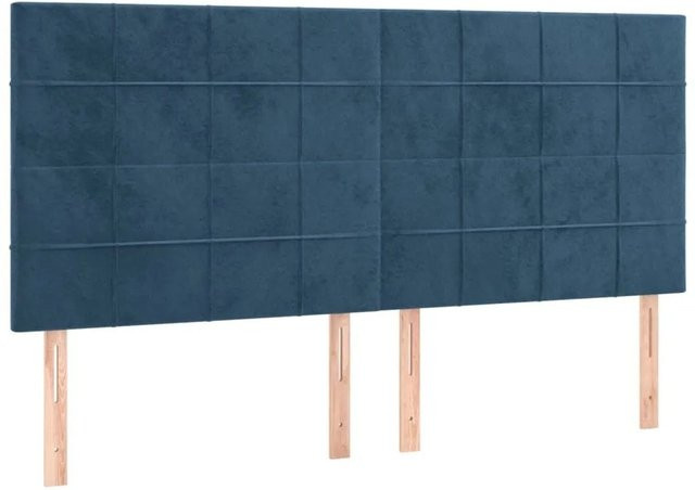 vidaXL Kopfteil aus Samt in Dunkelblau, Breite: 200 cm, Tiefe: 5 cm, Höhe: 118 bis 128 cm - Bild 1