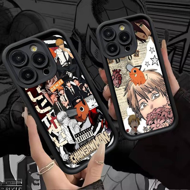 Stoßfeste Silikon Handyhülle im Anime Chainsaw Man Design für iPhone 11 bis iPhone 17 Pro Max Plus, Mehrfarbig - Bild 1
