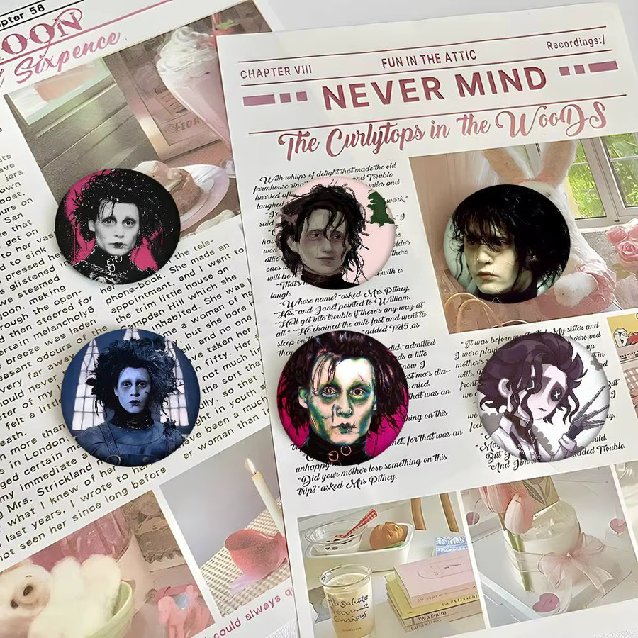 E-Edward S-Scissorhands Runde Abzeichen Brosche, Anstecknadel - Bild 4
