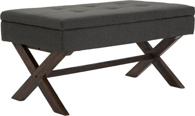 TPFLiving Sitzbank Nero in dunkelgrauem Stoff mit Holzgestell, B/T/H: 136 x 57 x 51 cm - Bild 1