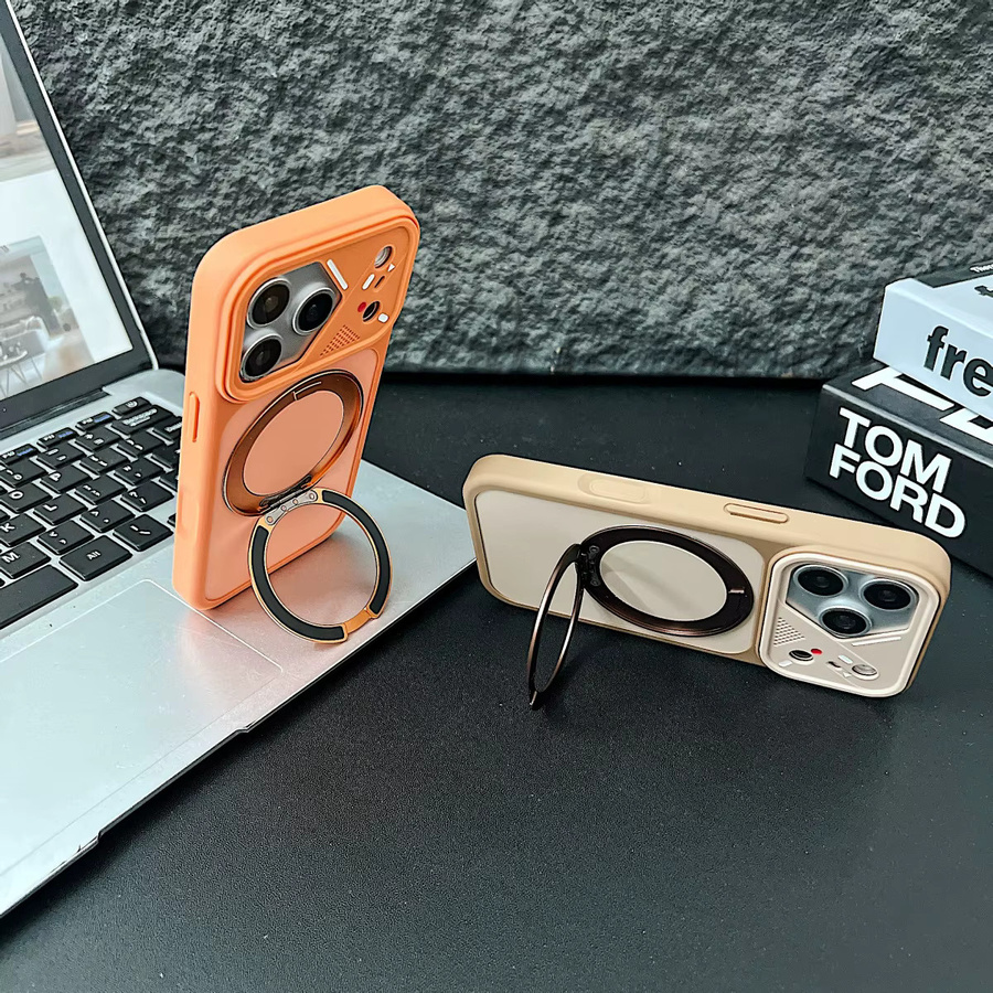 Magnetische Handyhülle von aierkeba für iPhone mit 360 Grad drehbarer Halterung und Metallständer in Blau - Bild 3