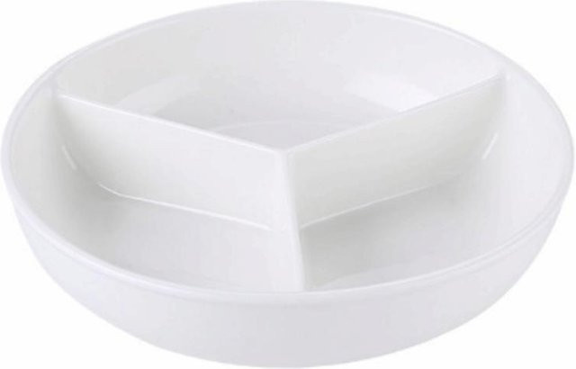 Stermin Runde Snack-Servierplatte mit 3 Fächern aus Keramik in Weiß - Bild 1
