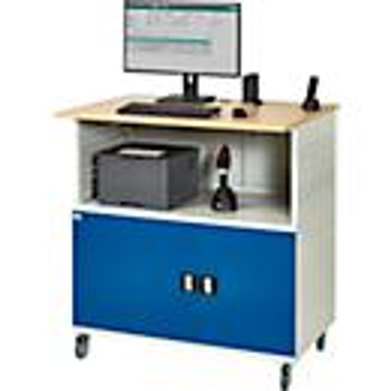 RAU Computer-Station Typ 1023 mit Arbeitsplatte und Unterschrank, mobil, Buche und Stahl, B/T/H: 110 x 80 x 110 cm - Bild 4