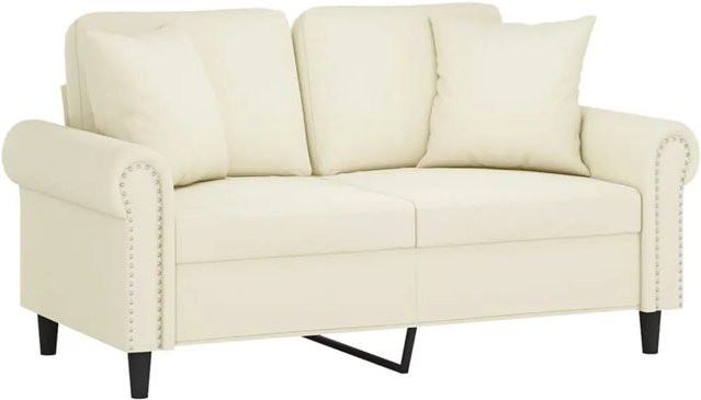 vidaXL 2-Sitzer-Sofa aus Samt mit Zierkissen in Beige, Breite: 152 cm, Tiefe: 80 cm, Höhe: 77 cm - Bild 1