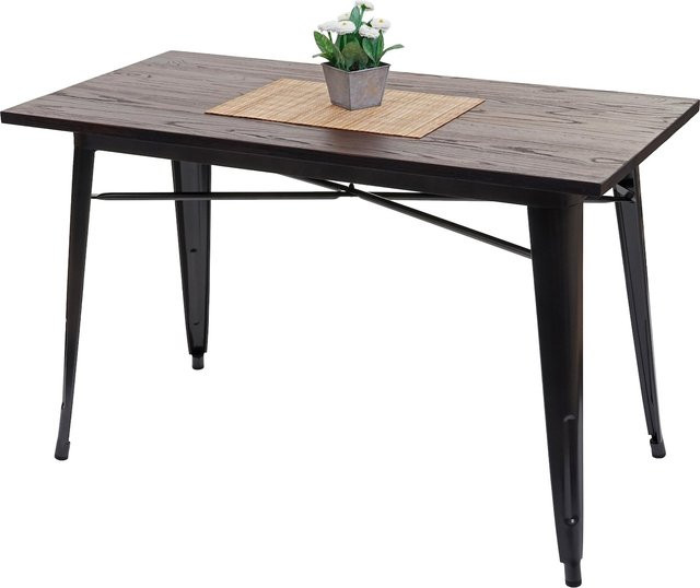 MCW Esszimmertisch H10a im Industrie-Style aus Ulmenholz und Metall, schwarz-braun, B/T: 120 x 60 cm - Bild 1