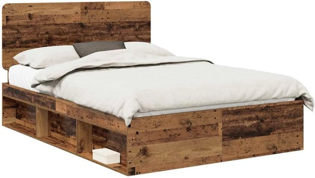 vidaXL Bettrahmen aus massivem Kiefernholz in Braun, rustikaler Stil, B/T/H: 140 x 190 x 143 cm - Bild 1