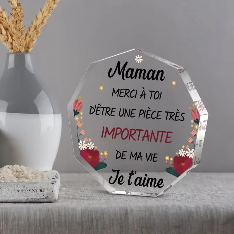 Personalisierte Acryl-Dankeschön-Plakette mit floralem Design von CIFBUY in Transparent und Weiß - Bild 3