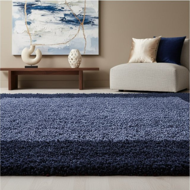 Hochflorteppich Kadima Design RHEIN mit Bordüre, Blau, B/T: 100 x 200 cm - Bild 1
