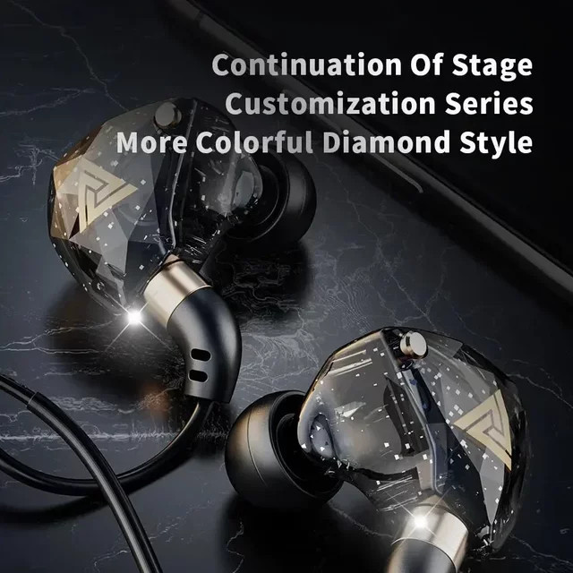 Qkz sk8 In-Ear Kopfhörer mit Mikrofon, Dynamische HiFi-Bass Ohrhörer für Gaming und Sport, Grün, 3,5mm Klinke Anschluss - Bild 1