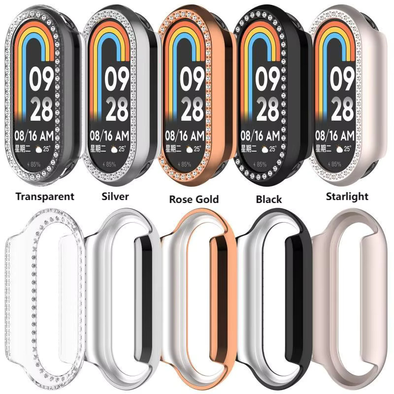 Bling Schutzhülle für Xiaomi Mi Band 10 9 8 NFC mit Diamant-Design aus transparentem PC Hardcase - Bild 2