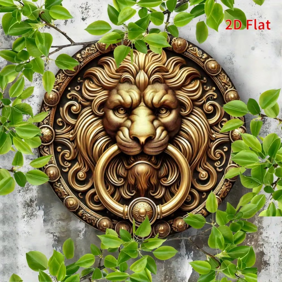 CIFBUY Vintage Löwenkopf-Türklopfer Wandplakette aus Metall in Gold, Durchmesser: 20,32 cm - Bild 3