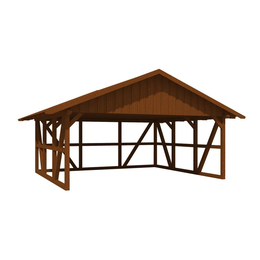 Skan Holz Carport Schwarzwald aus Fichtenholz mit Dachschalung und Rückwand in Nussbaum Braun B: 684 cm, T: 600 cm - Bild 2
