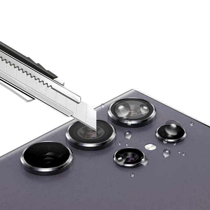 Kameraschutz aus gehärtetem Glas mit Metallring für Samsung Galaxy S24 Ultra, S24 Plus, S24 FE und S23 FE in Grau - Bild 2
