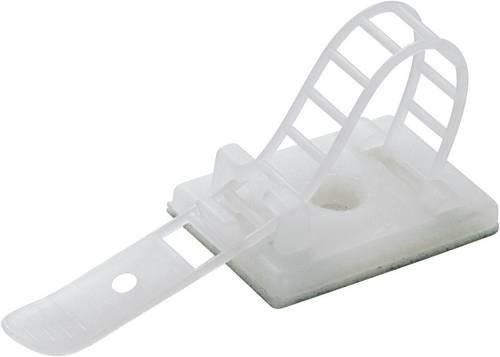 TRU Components WCT-85 Befestigungssockel in Weiß, selbstklebend oder schraubbar, maximaler Bündel-Durchmesser: 22 mm, inklusive Befestigungsbinder - Bild 1