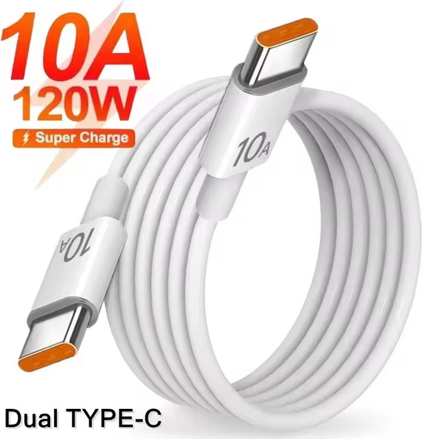 USB-C auf Typ-C Schnellladekabel 120W 10A Datenkabel in Weiß - Bild 1