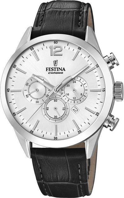 Festina Chronograph, Quarz, Edelstahl, Leder, 44 mm, Herren - Bild 1