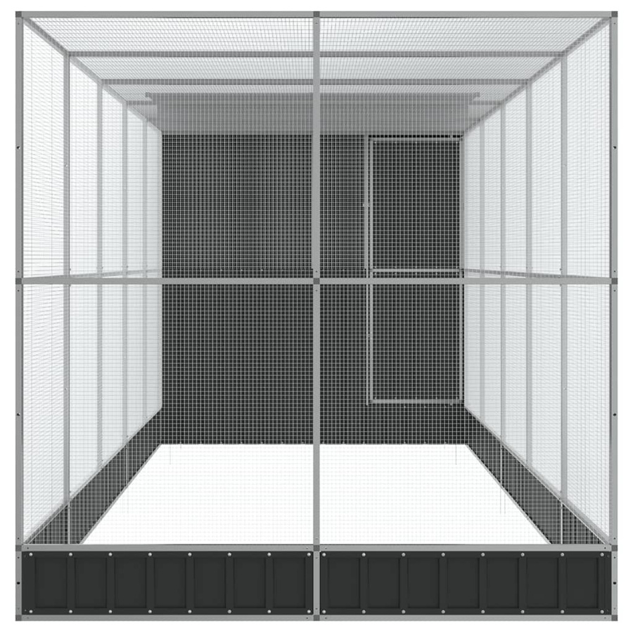 Vidaxl Voliere mit Erweiterung aus Stahl in Silber, B/T/H: 623 x 203 x 216 cm - Bild 3