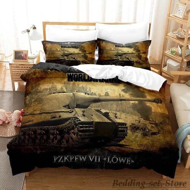 World Of Tanks Bettwäscheset aus Mikrofaser mit Fahrzeug-Motiv, Braun, B/H: 173 x 218 cm - Bild 1