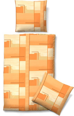 Biberna Bettwäsche aus Feinbiber aus 100% Baumwolle mit Reißverschluss in Terrakotta und Orange, B/H: 135 x 200 cm
