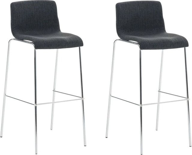 DELUKE 2er Set Barhocker TENAR in Dunkelgrau mit silbernem Gestell, B/T/H: 43 x 48 x 100 cm - Bild 1