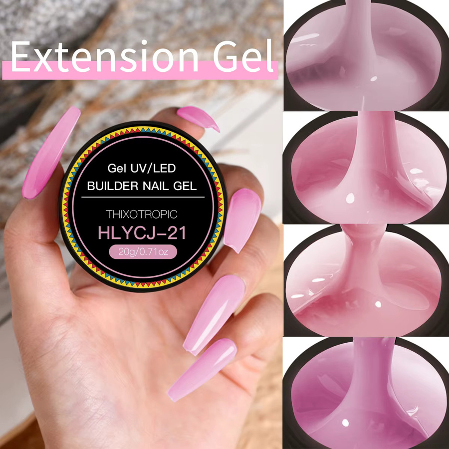 HLGEL Hartgel für Nagelverlängerung, milchig-weiß, glänzend, 20g - Bild 4