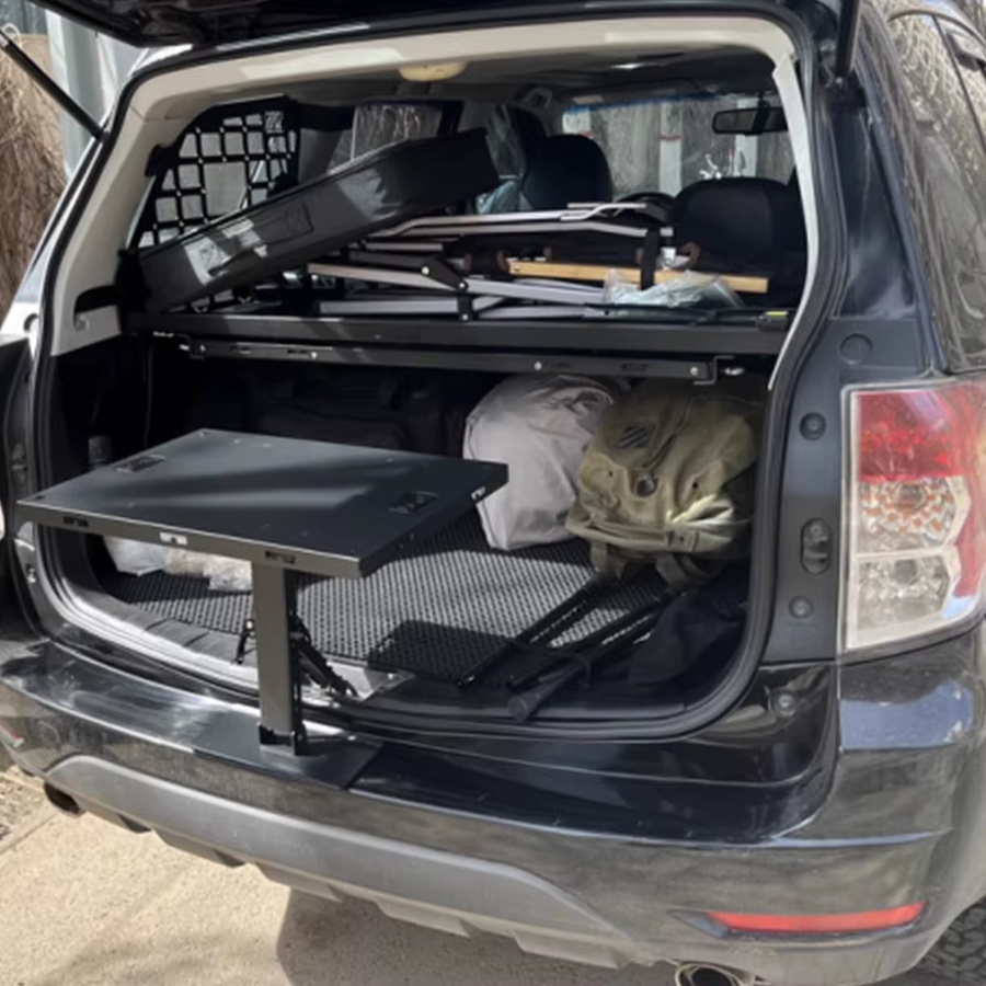 CARTRIMHOME Auto-Campingtisch für Jeep Grand Cherokee WK2 2011–2021, tragbarer Kofferraumschloss-Verriegelungstisch aus Metall in Schwarz Matt - Bild 2
