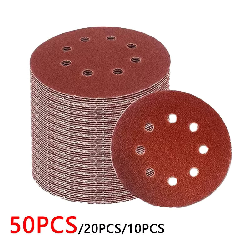 Schleifscheiben Set für Exzenterschleifer mit 8 Löchern, Durchmesser 125 mm, Körnung 40-3000 für Holz und Metall, Farbe Braun - Bild 2