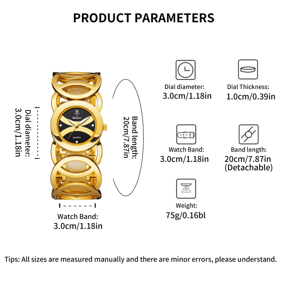 YaLaLuSi Armbanduhr Quarz, Edelstahl, Gold, Damen - Bild 4