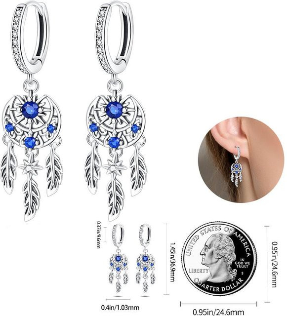 Ohrringe 925 Silber, Teufelsauge Traumfänger Netz, Unisex - Bild 1
