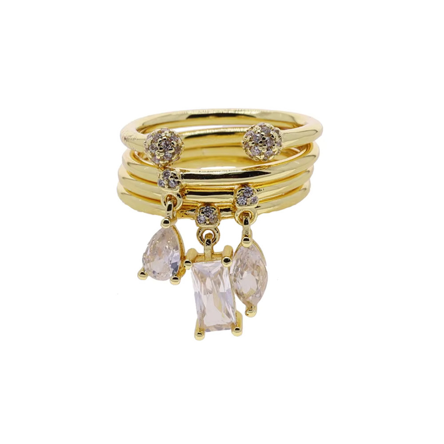 GIRLMIDNIGHT Ring Gold Farbe, Micro Gepflastert, CZ, Multi Stück - Bild 4