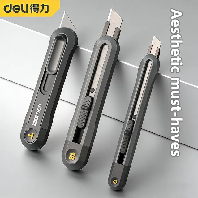 Deli Black Blade Universalmesser in Schwarz als Mehrzweck-Cutter zum Auspacken, für Tapeten und zum Papierschneiden - Bild 1