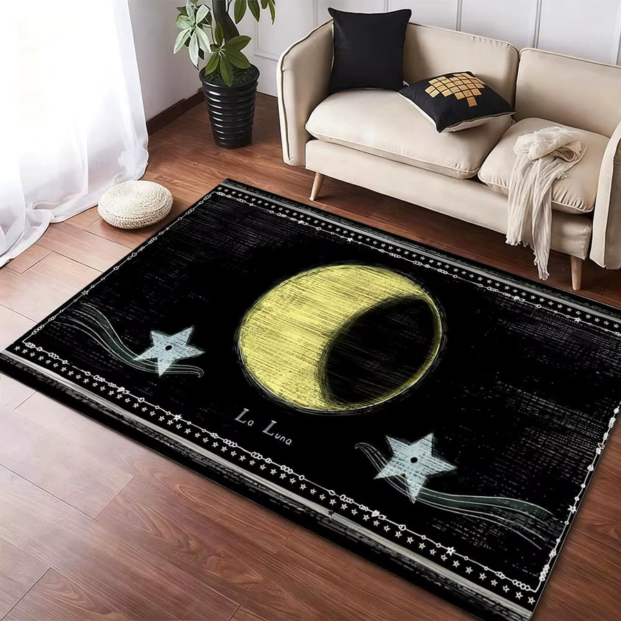 Shining Stars Bodenmatte aus Flanell in Schwarz mit Sternen-Design, weich und rutschfest für dein Wohnzimmer - Bild 2