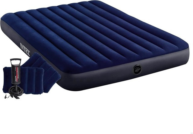 Intex DuraBeam Classic Queen Luftbett in Blau mit Pumpe und Kissen Set, B/T: 152 x 203 cm - Bild 1